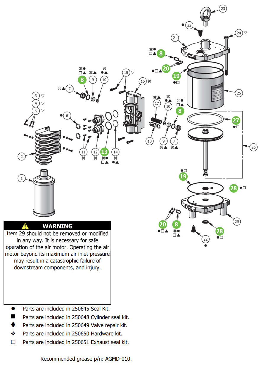 Binks 250721 AX160 Seal Kit