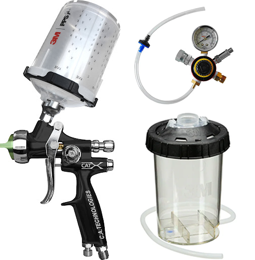 CAT-X Black Teflon™ Gravity Spray Gun W/ Pressurized 3M PPS 2.0 Cup System 850ml