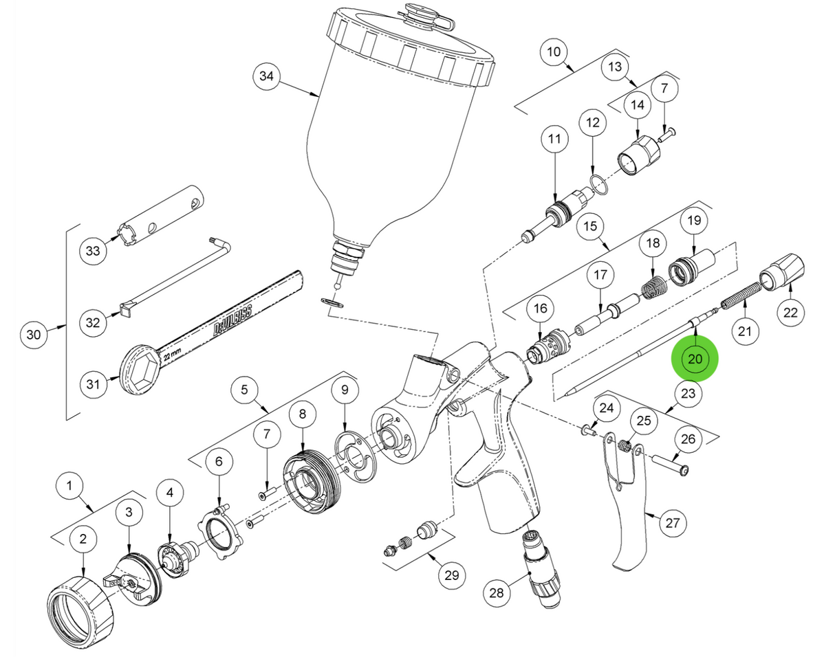 Binks DVXG-336 Fluid Needle Kit