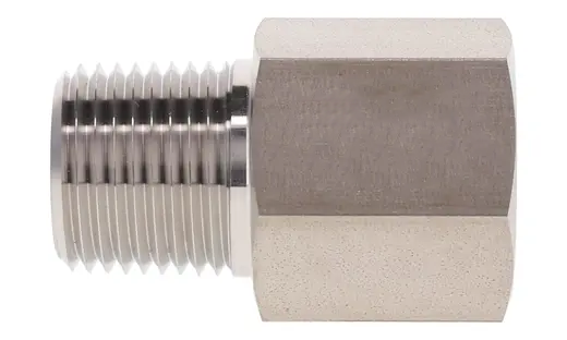 NPT Male x BSP Female Straight Fitting, Stainless Steel