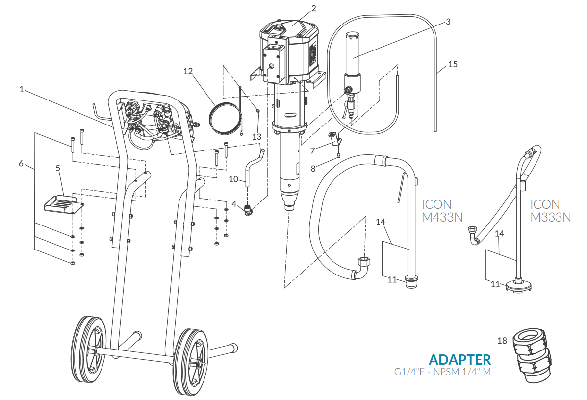 Anest Iwata Cart Frame Set iCon-M433N | iCon-M333N