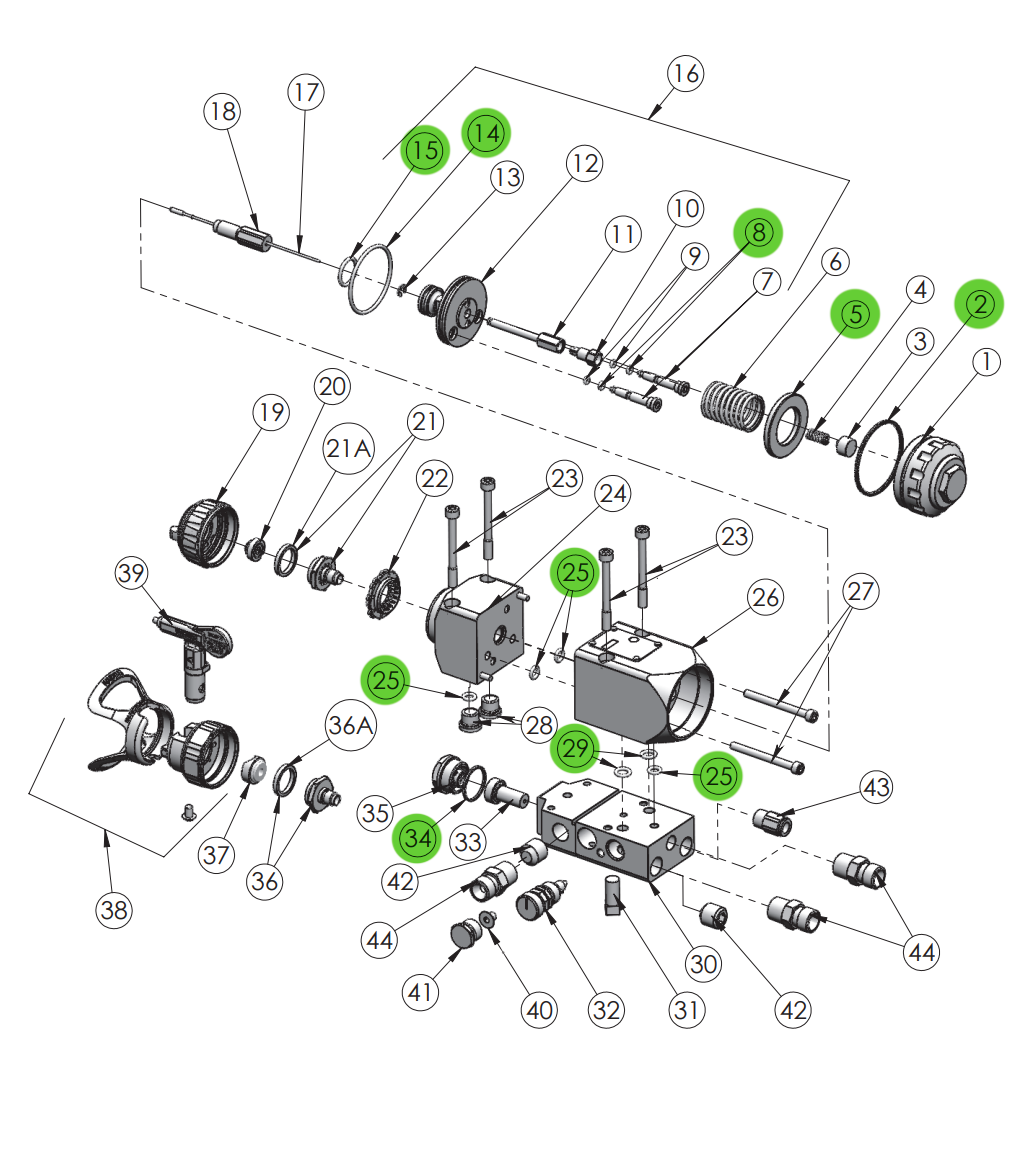 Binks 54-5307 Soft Seal Rebuild Kit HP Mag II