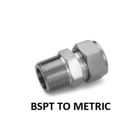 Hosco 316 Stainless Steel Compression & Instrumentation Fittings, Male Connector, BSPT To Metric Compression (Various Size Options)
