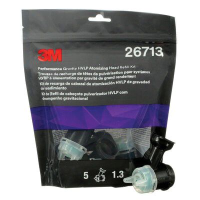 3M™ 26713 Atomizing Head Refill Kit, 1.3 mm Size, Green, Use With: 3M™ 26832 HVLP Gravity Spray Gun