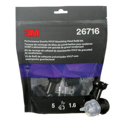 3M™ 26716 Atomizing Head Refill Kit, 1.6 mm Size, Purple, Use With: 3M™ 26832 HVLP Gravity Spray Gun