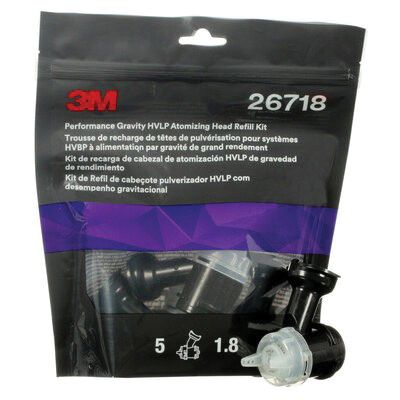 3M™ 26718 Atomizing Head Refill Kit, 1.8 mm Size, Clear, Use With: 3M™ 26832 HVLP Gravity Spray Gun
