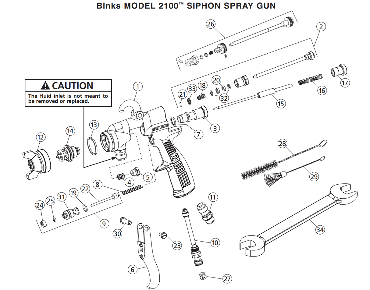 Binks Repair Kit 2100/2001 Gun