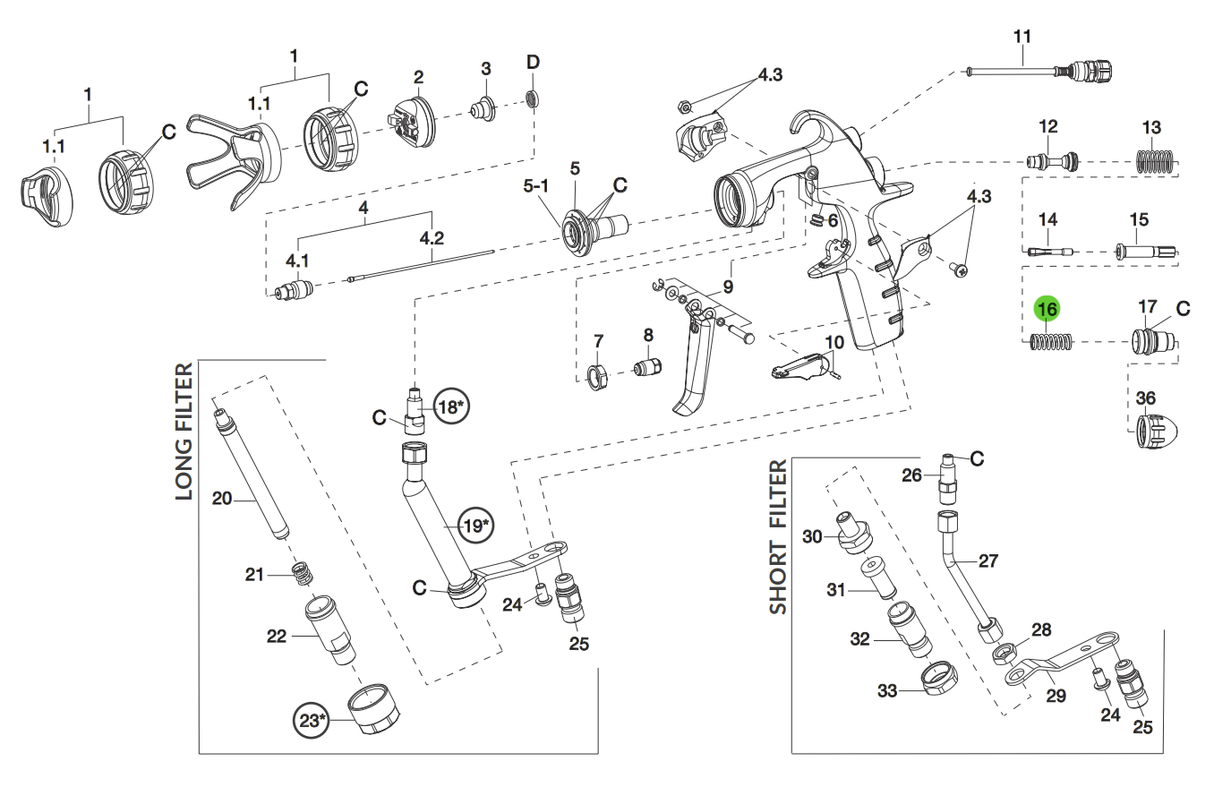Anest Iwata 93004270 Needle Spring 250 bar; MSGS200