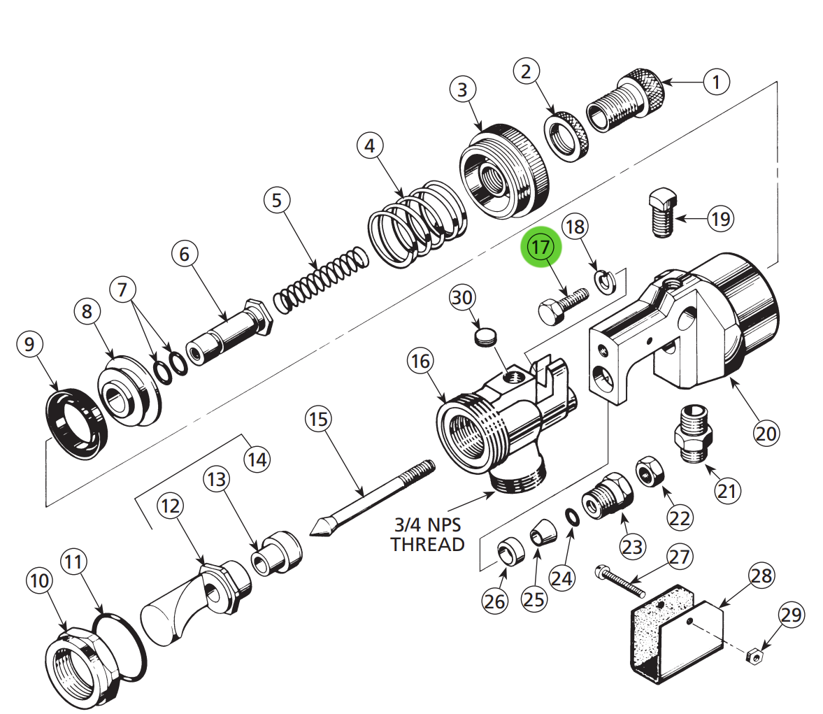 Binks 20-702-1 Screw, Hex Head 1/4"-20 x 7/8" Long