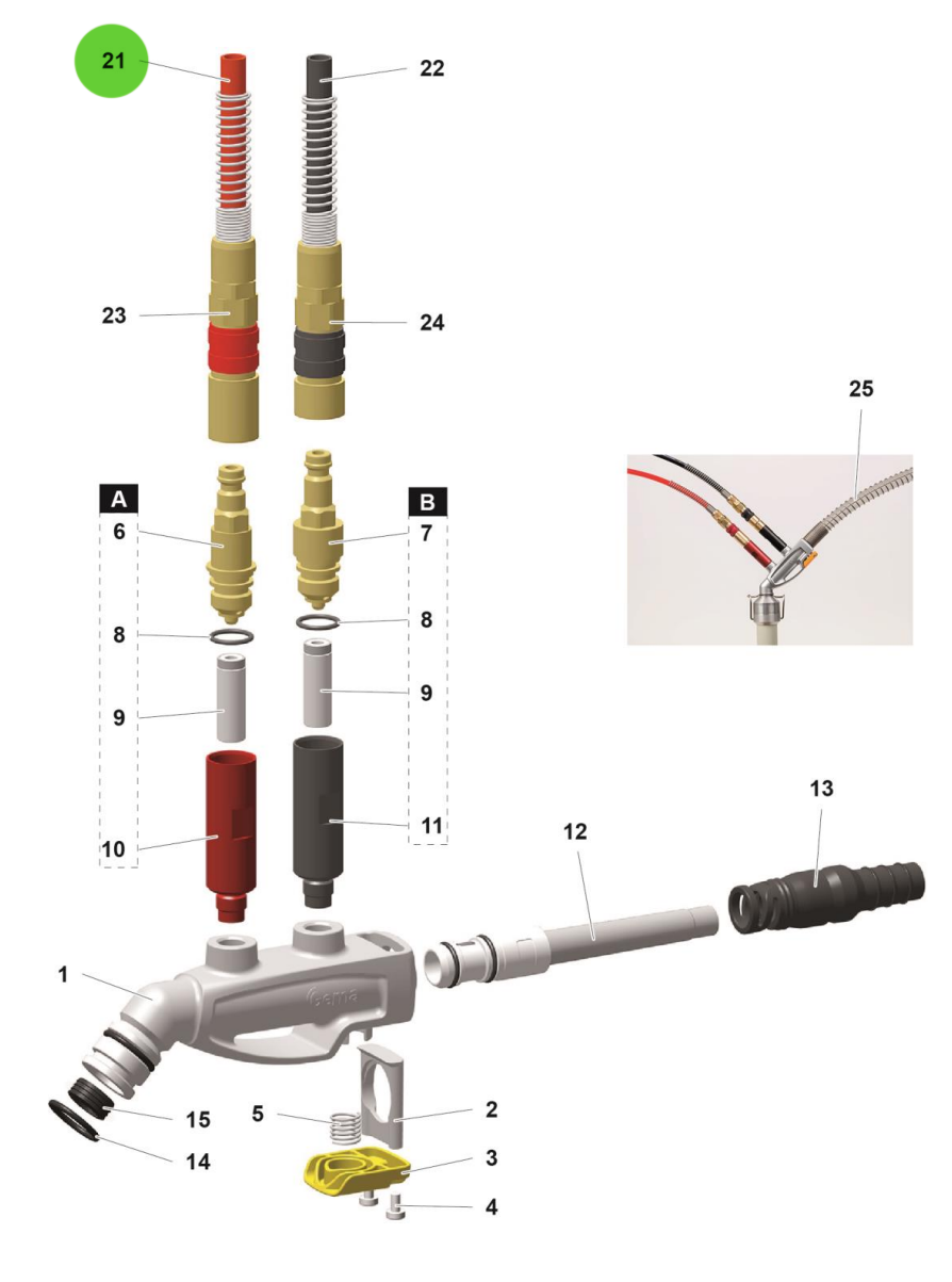Aftermarket Gema® 103500 Conveying Air Hose 8/6mm Red (Non-OEM)
