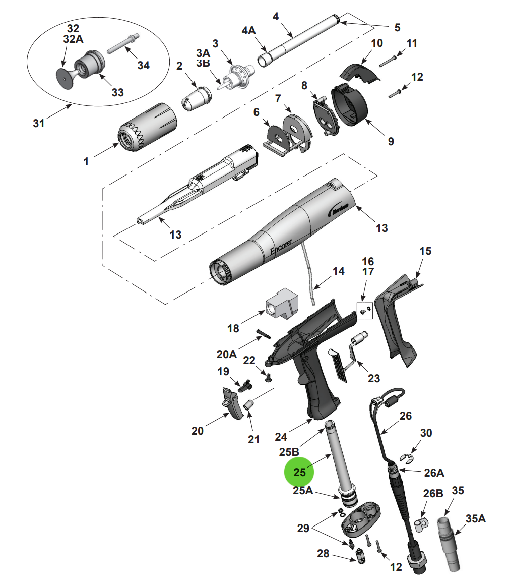 Aftermarket Nordson® 1085026 Powder Outlet Tube Kit With O-Ring (Non-OEM)