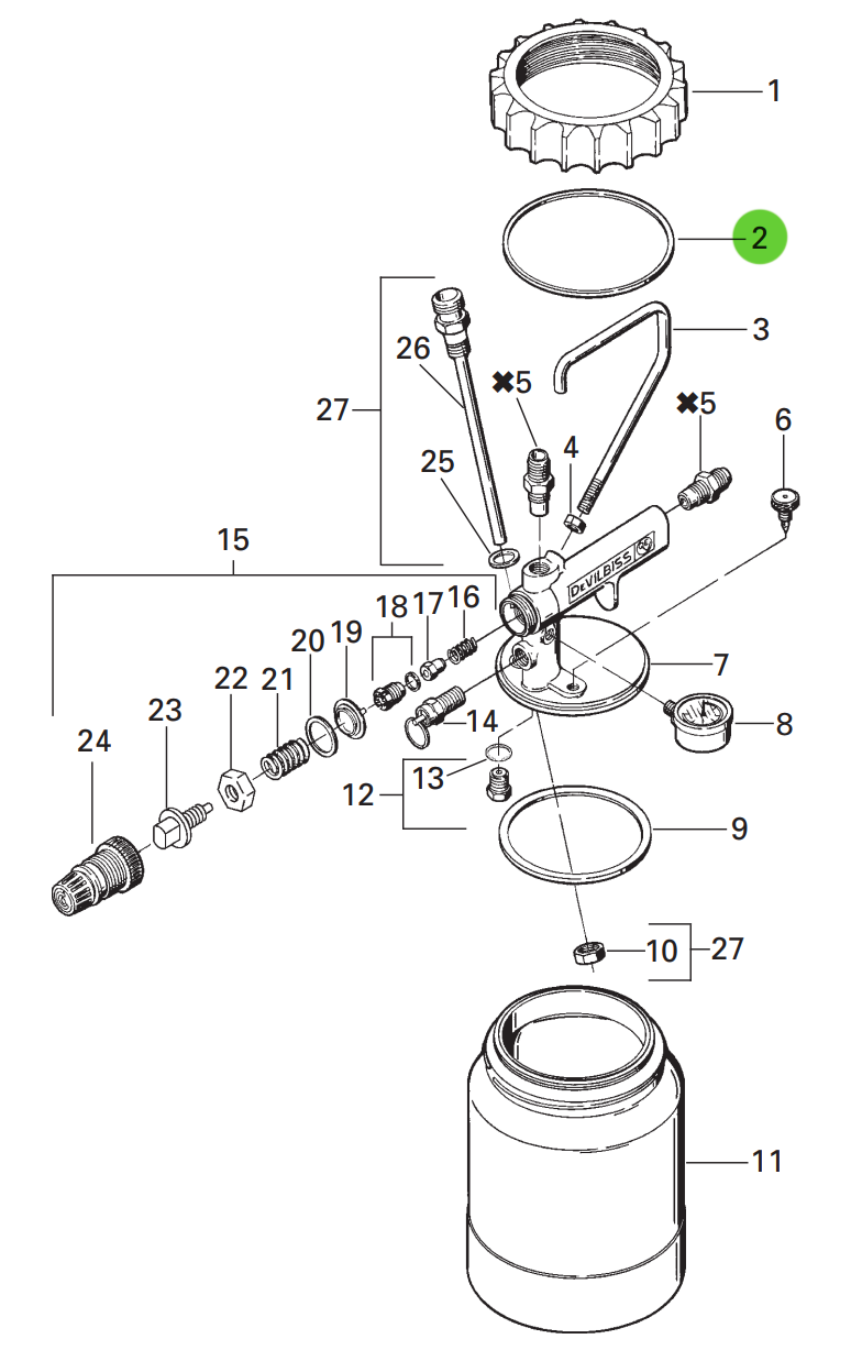 DeVilbiss KB-81-K5 Slip Ring Lid (Kit of 5)