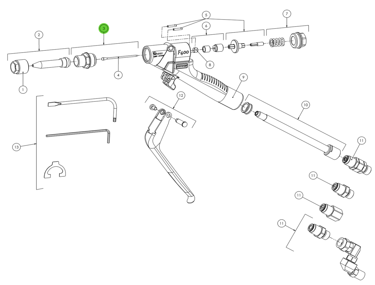 Binks FG20001X Nozzle Adapter & Needle Kit