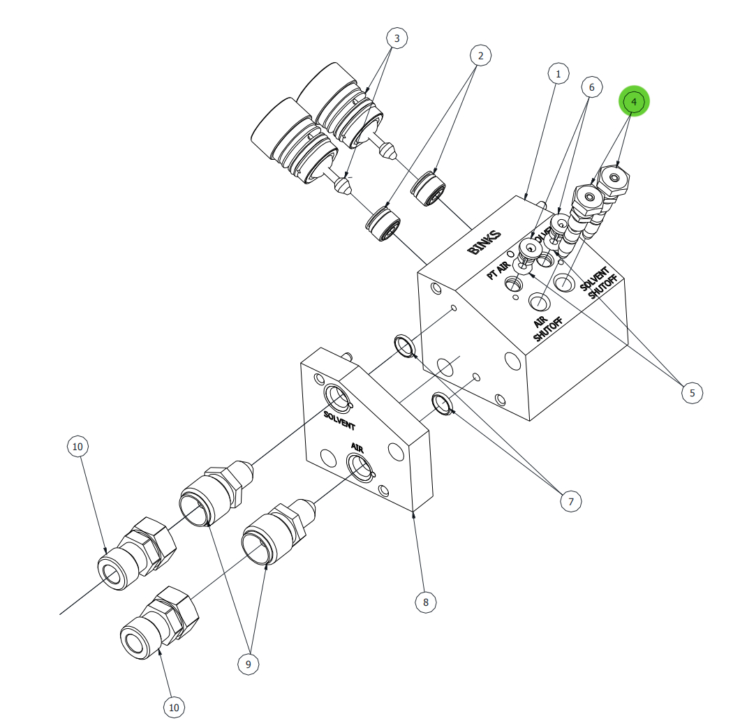 Ransburg A12727-00 Shut-Off Valve Assembly