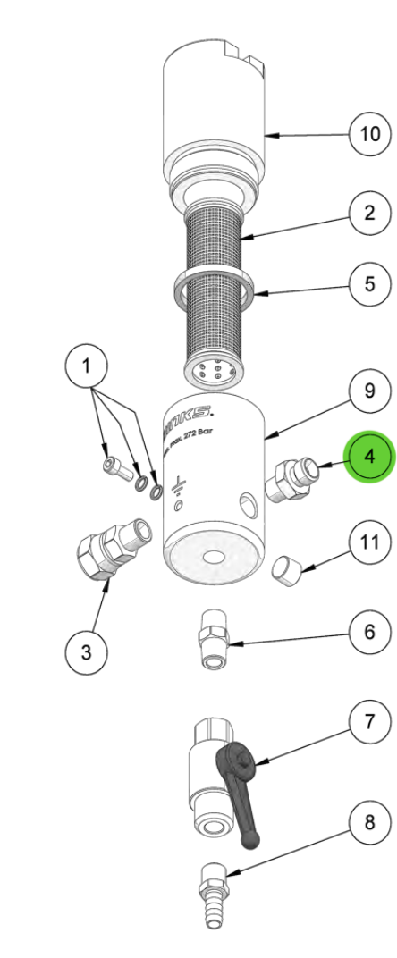 Binks 0114-016059 High Pressure Filter Outlet Fitting 1/4'' NPSM Nipple