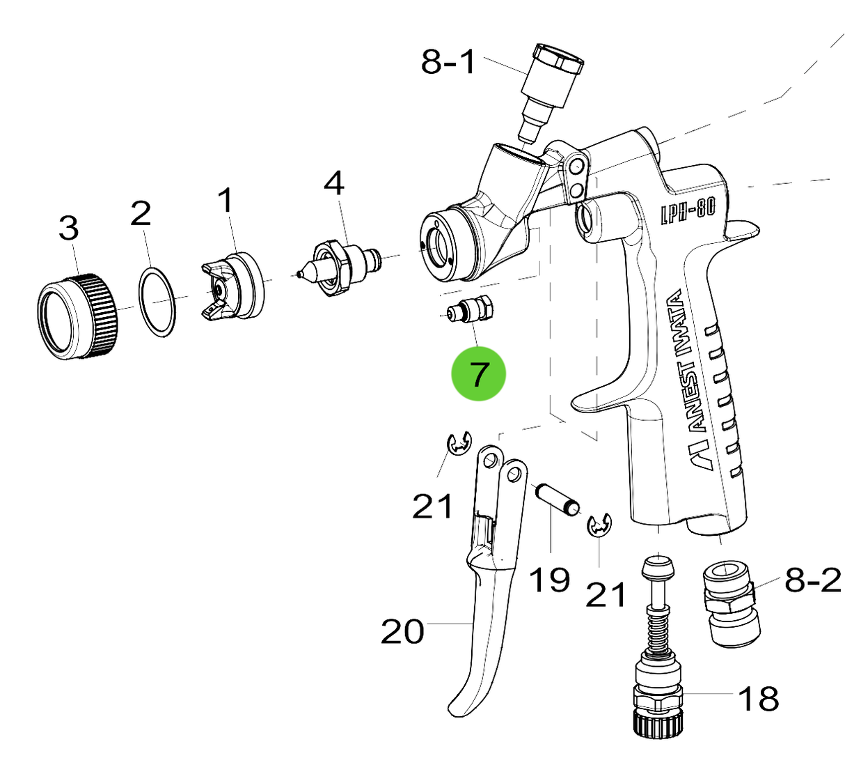 Anest Iwata 93940890 LPH50, LPH80 Needle Packing Set