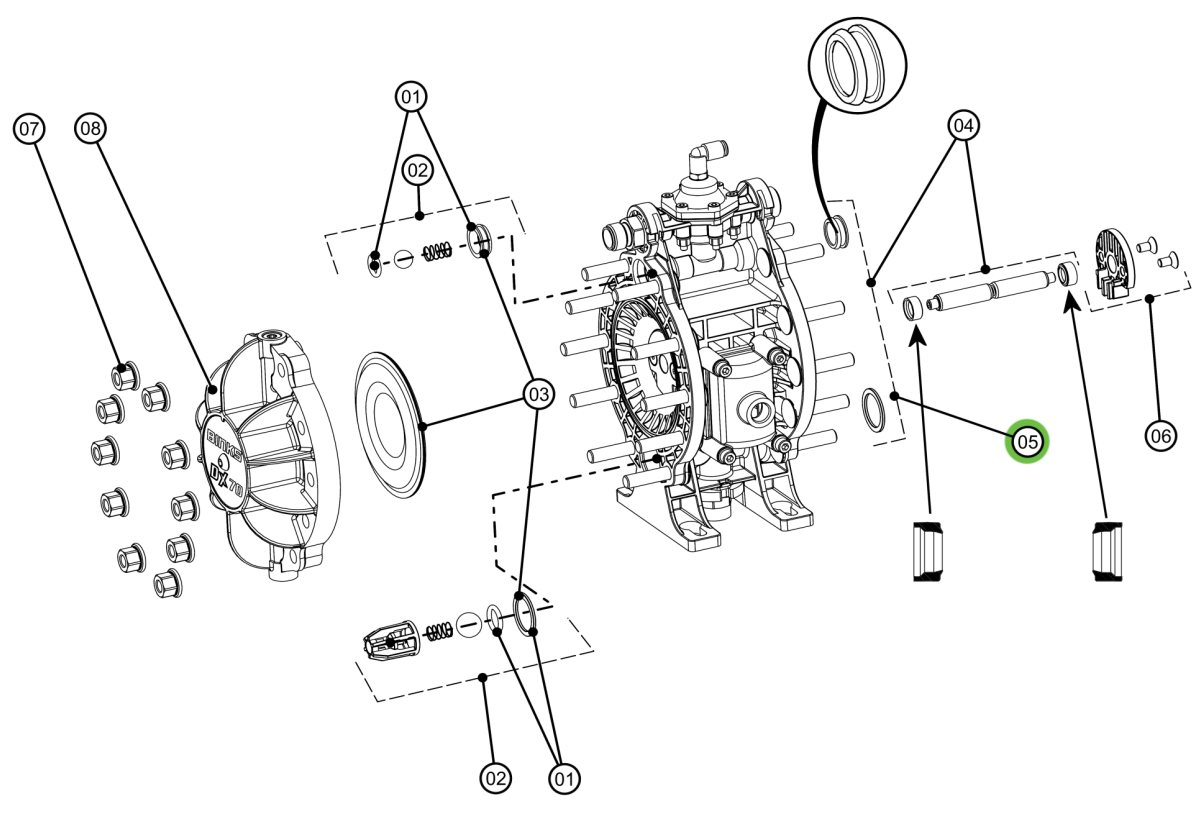 Binks DXK-5 End Cap Seal Kit