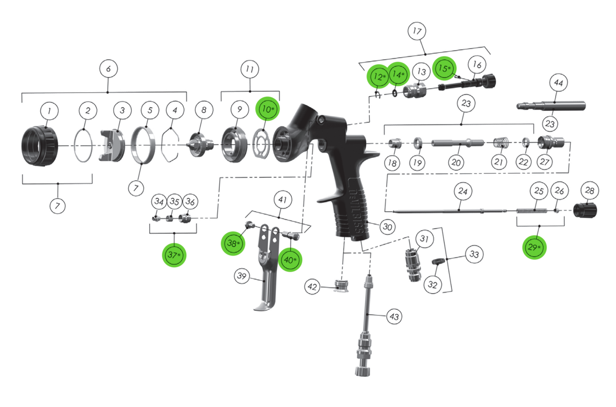 DeVilbiss PRO-470 Spray Gun Repair Kit