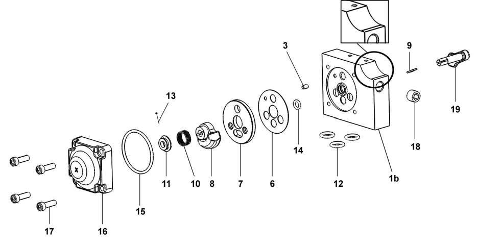Sames® 144-630-425 Reversing Block Servicing Kit - Bases