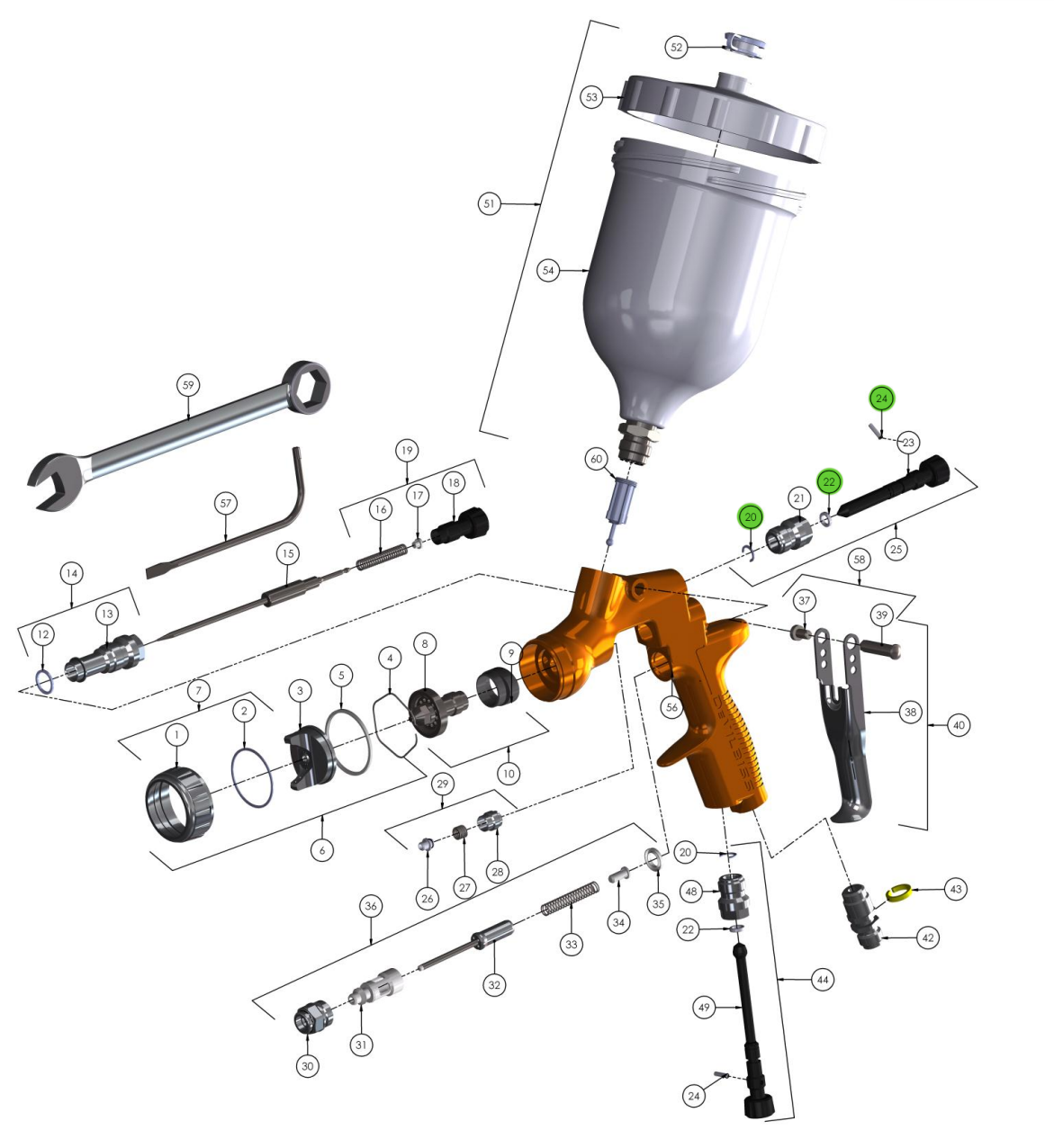 DeVilbiss GTI-428-K5 Seal And Pin Kit, Kit of 5