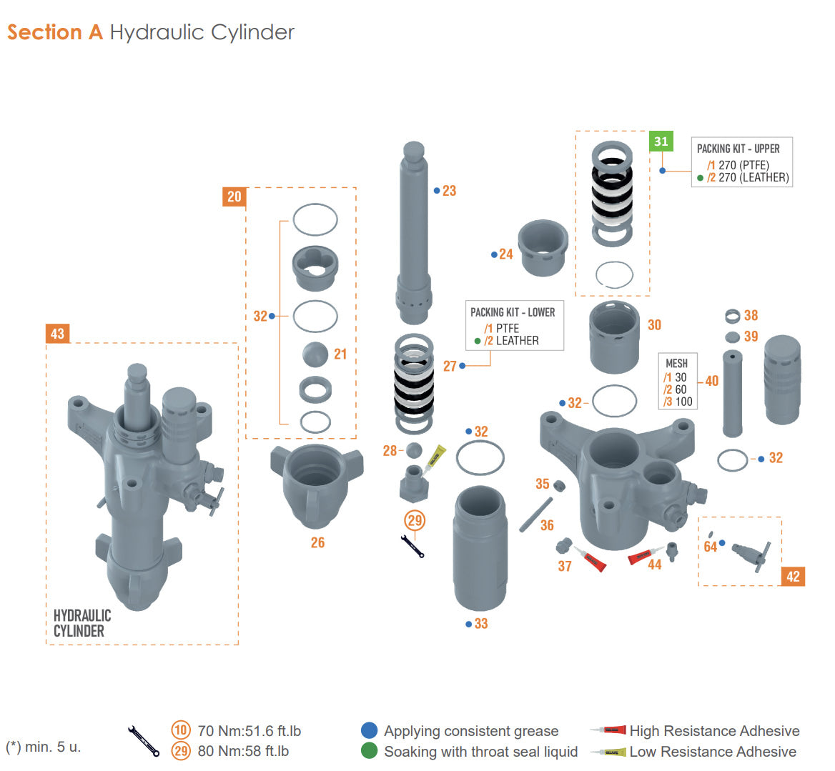 Sagola PT56418753 elcoTOUGH™ Upper Packing Kit: UHMWPE, PTFE & Graphite Filled PTFE