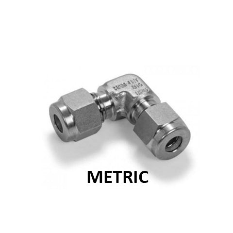 Hosco 316 Stainless Steel Compression & Instrumentation Fittings, Union Elbow, Metric (Various Size Options)