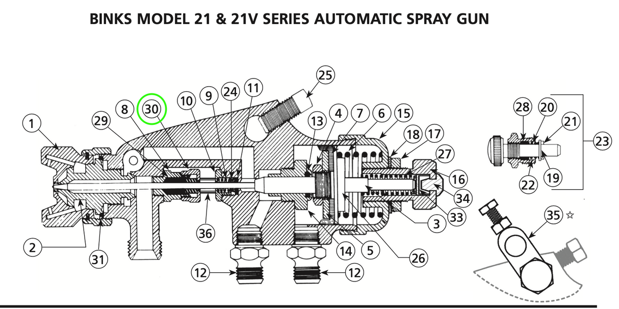 Binks Model 21V Automatic Gun Needle Valve Packing - Total Finishing Supplies