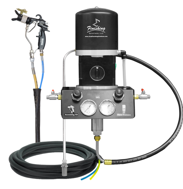 TFS Label Air-Assist-Airless (AAA) 14:1 Peak™ Pump - Wall Model Set-Up (V Packing) with MAMBA® AAA Spray Gun - Total Finishing Supplies