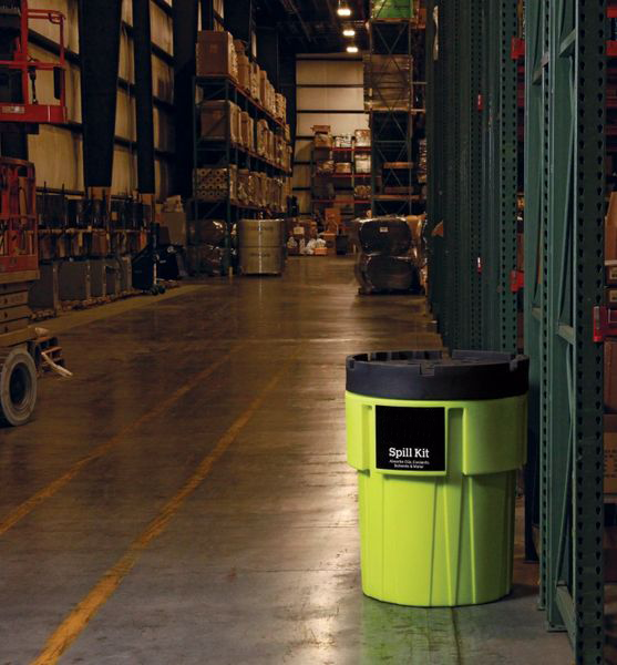 Spill Kit In 95-Gallon High-Visibility Container Absorbs Up To 60 Gal. Oils Coolants Solvents Water