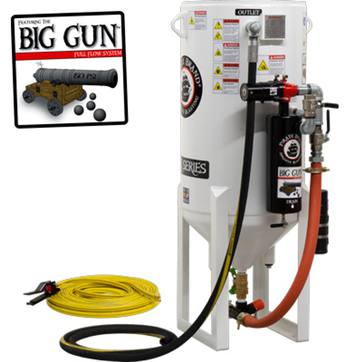 Pirate Brand, S-Series - 10 CU FT., SINGLE OUTLET, STANDARD MODEL - Blast Pot, STATIONARY, Pressure RELEASE System, Pneumatic Controls