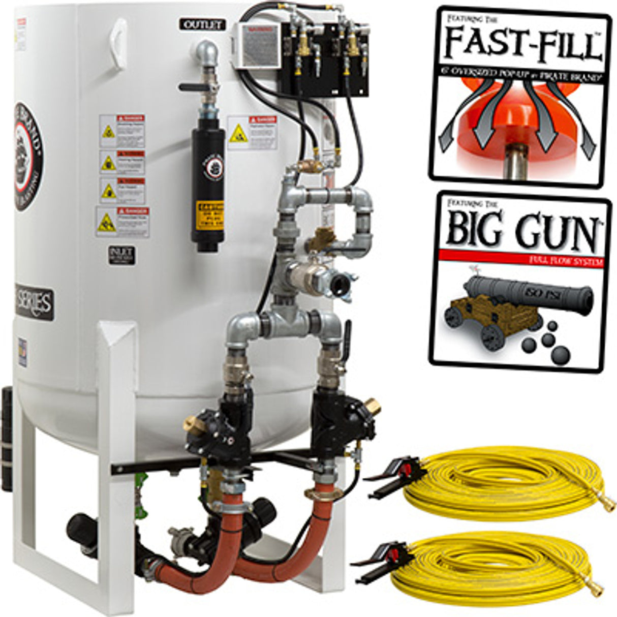 Pirate Brand, S-Series - 20 CU FT., DOUBLE OUTLET, STANDARD MODEL - Blast Pot, Stationary, Pressure HOLD System, Pneumatic Controls
