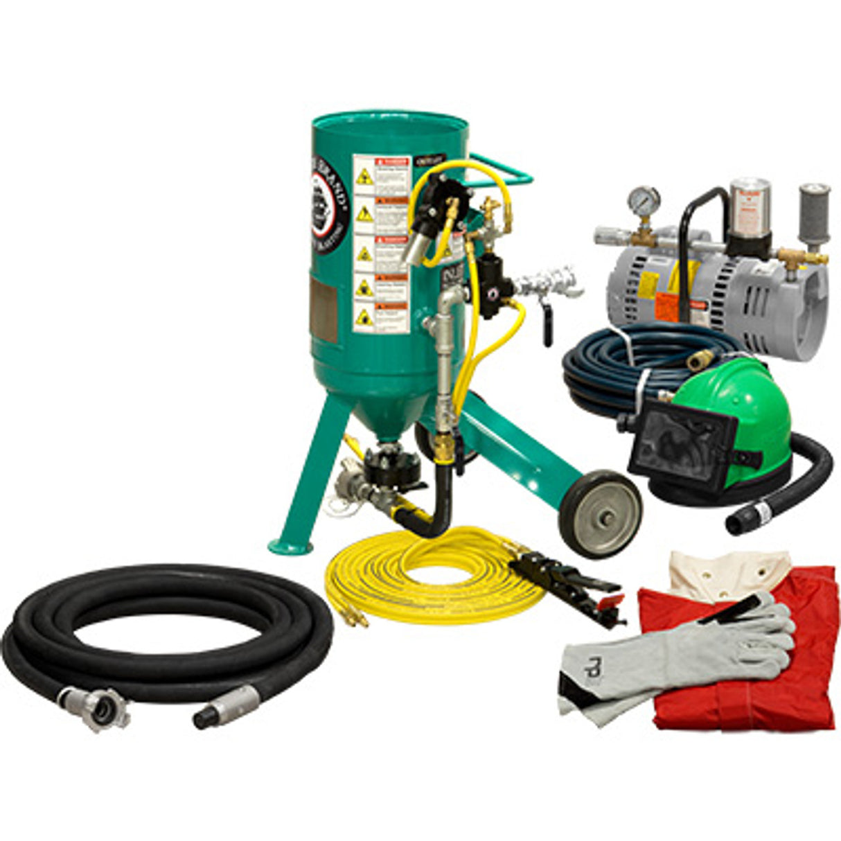 Pirate Brand, C-Series Jr., 0.5 cu ft., SILVER LOW PRESSURE Blasting Package - Blast Pot, Portable, Pressure RELEASE System, Pneumatic Controls