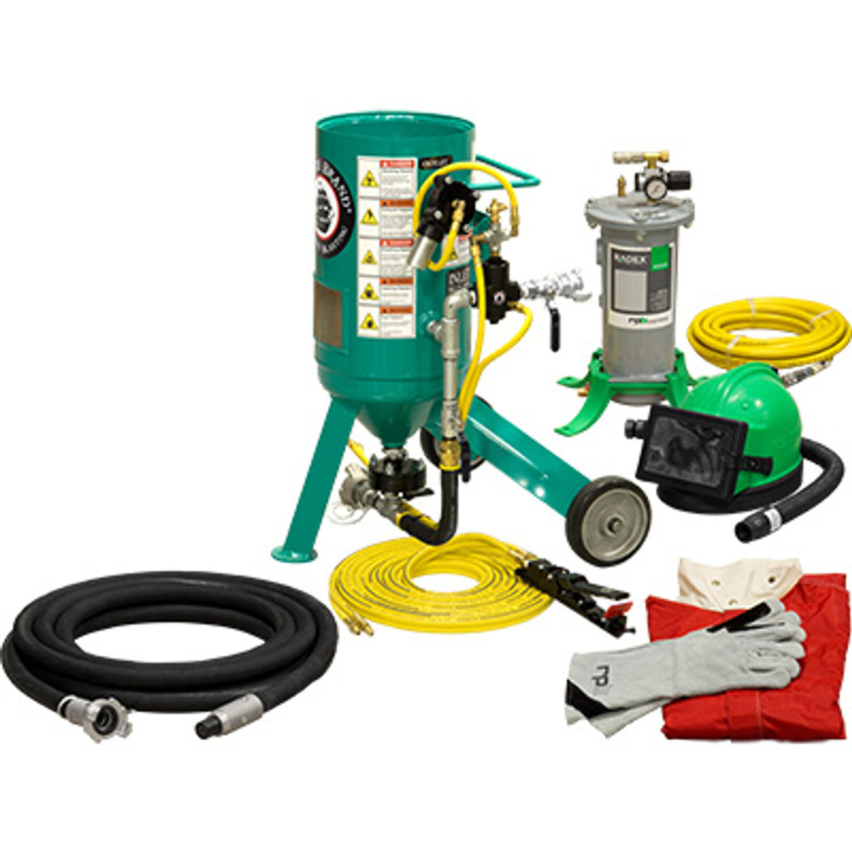 Pirate Brand, C-Series Jr., 0.5 cu ft., SILVER Blasting Package - Blast Pot, Portable, Pressure RELEASE System, Pneumatic Controls
