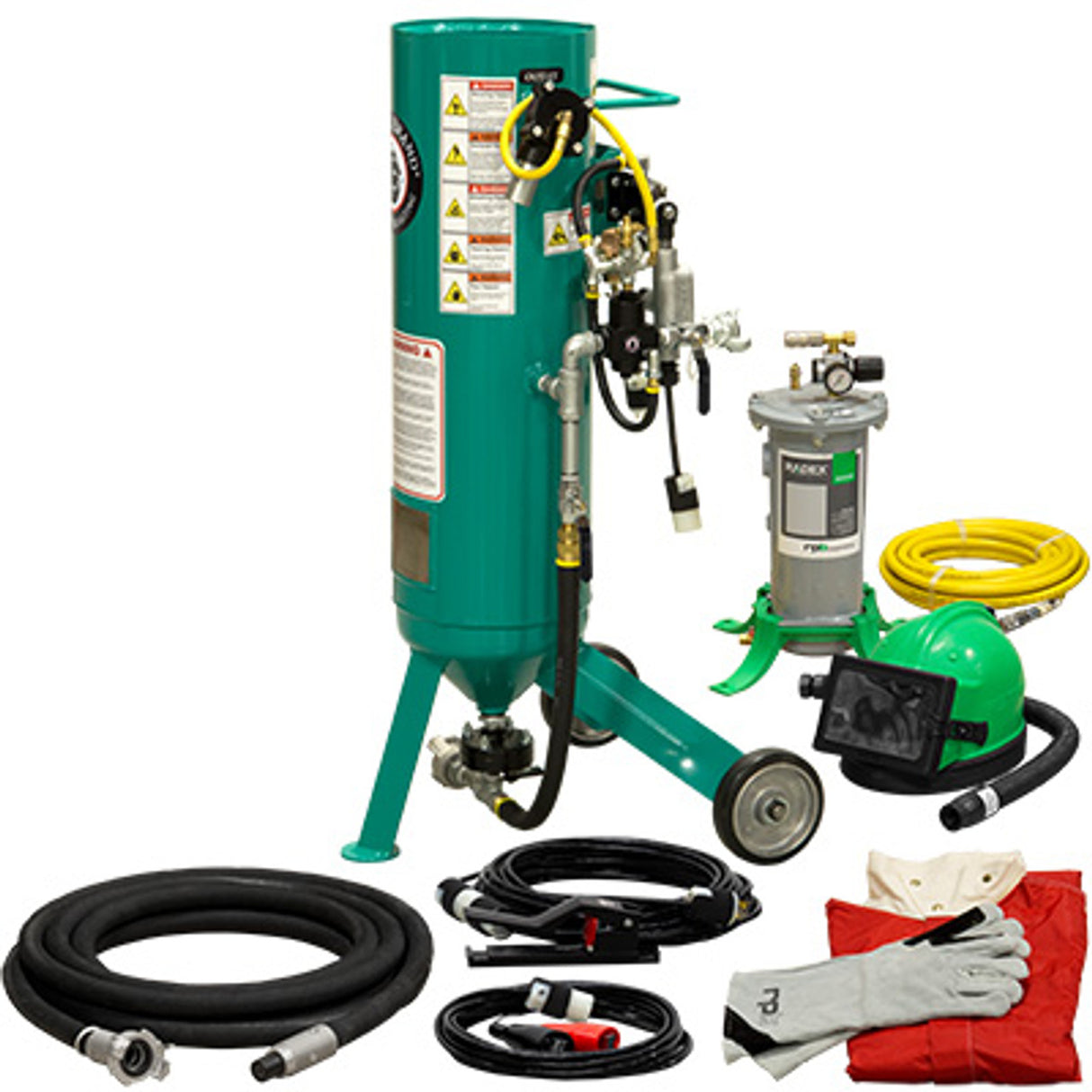 Pirate Brand, C-Series Jr., 1 cu ft., SILVER Blasting Package - Blast Pot, Portable, Pressure RELEASE System, 12VDC Electric Controls