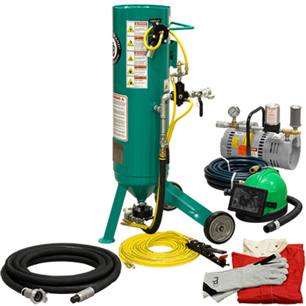 Pirate Brand, C-Series Jr., 1 cu ft., SILVER LOW PRESSURE Blasting Package - Blast Pot, Portable, Pressure RELEASE System, Pneumatic Controls