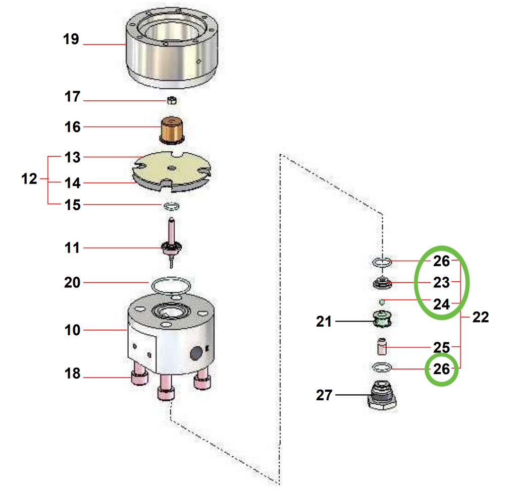 Sames® Seat-Ball Assembly Stainless Steel 155-271-731, Airmix® Inline Pressure Regulator - Total Finishing Supplies