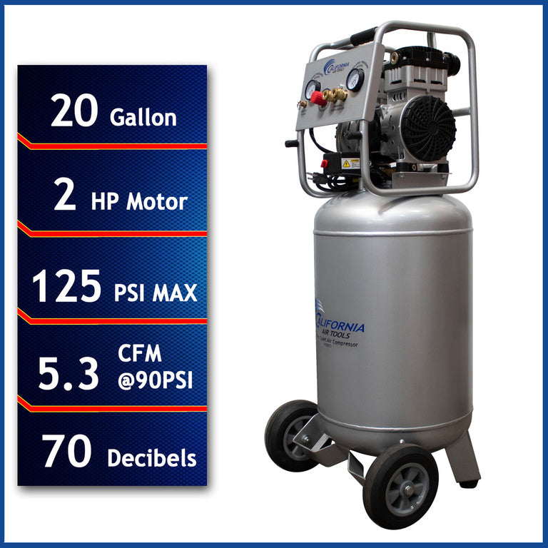 California Air Tools 2.0 HP, 20 Gal. Ultra Quiet Air Compressor - Total Finishing Supplies