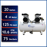 California Air Tools 4.0 HP, 20 Gal. Ultra Quiet Air Compressor - Total Finishing Supplies