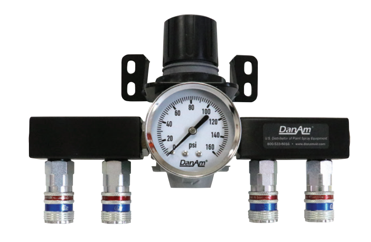 Dan-Am Dual Manifold Point of Use Compressed Air Regulator Assembly - Total Finishing Supplies