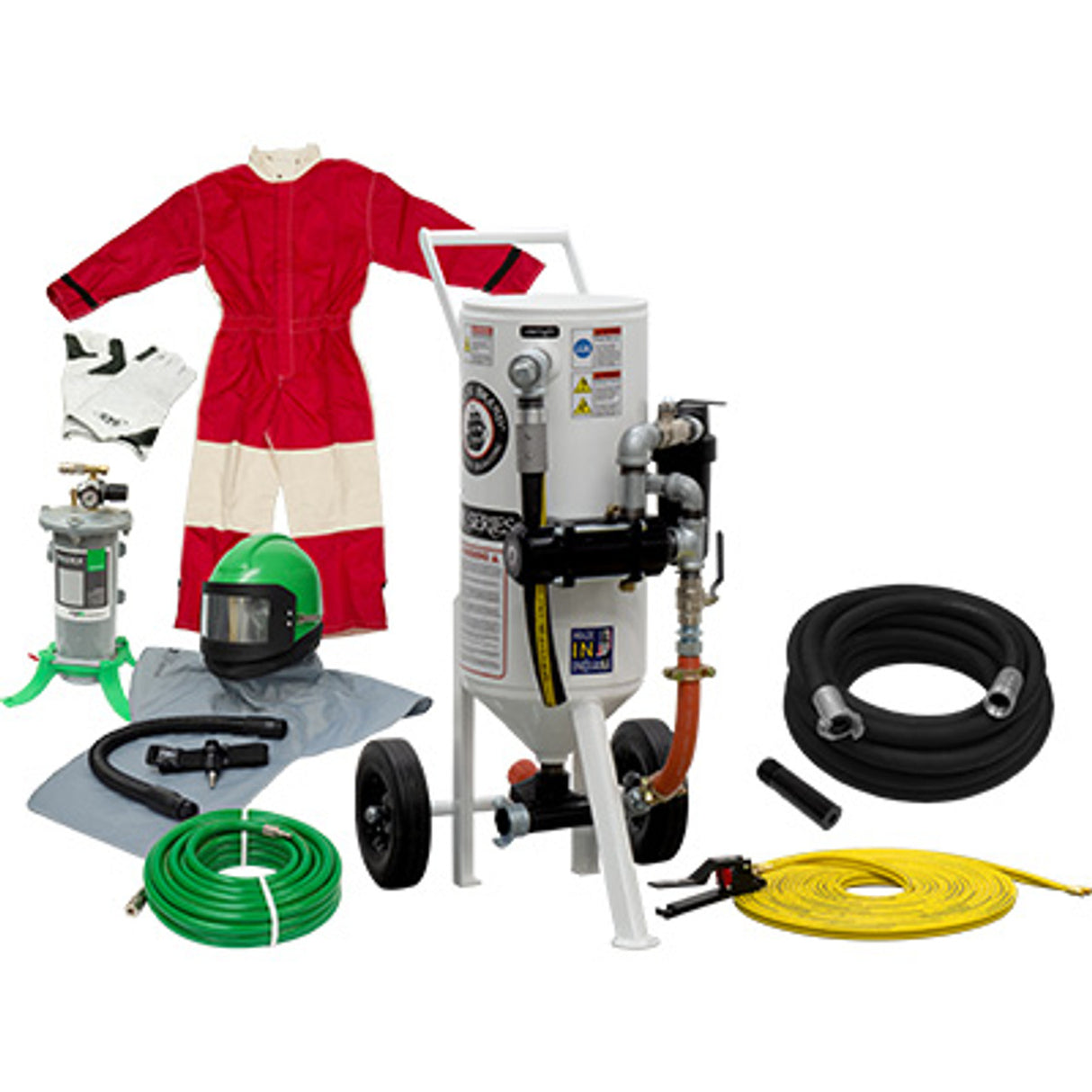 Pirate Brand, S-Series, 1.5 cu ft., SILVER Blasting Package - Blast Pot, Portable, Pressure RELEASE System, Pneumatic Controls