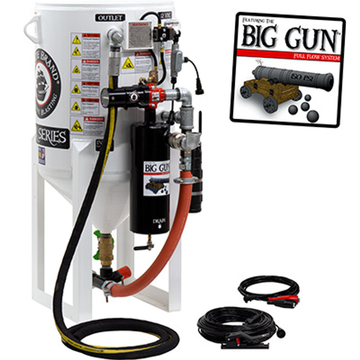 Pirate Brand, S-Series - 6.5 CU FT., SINGLE OUTLET, STANDARD MODEL - Blast Pot, STATIONARY, Pressure RELEASE System, 12VDC Electric Controls