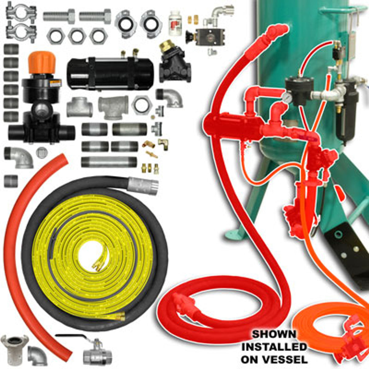 Pirate Brand - ZERO Style Blast Cabinet Conversion Kit, Combination/APV-Urethane Sleeve w/Palm Blowdown Pneumatic 1" (Pressure Hold)