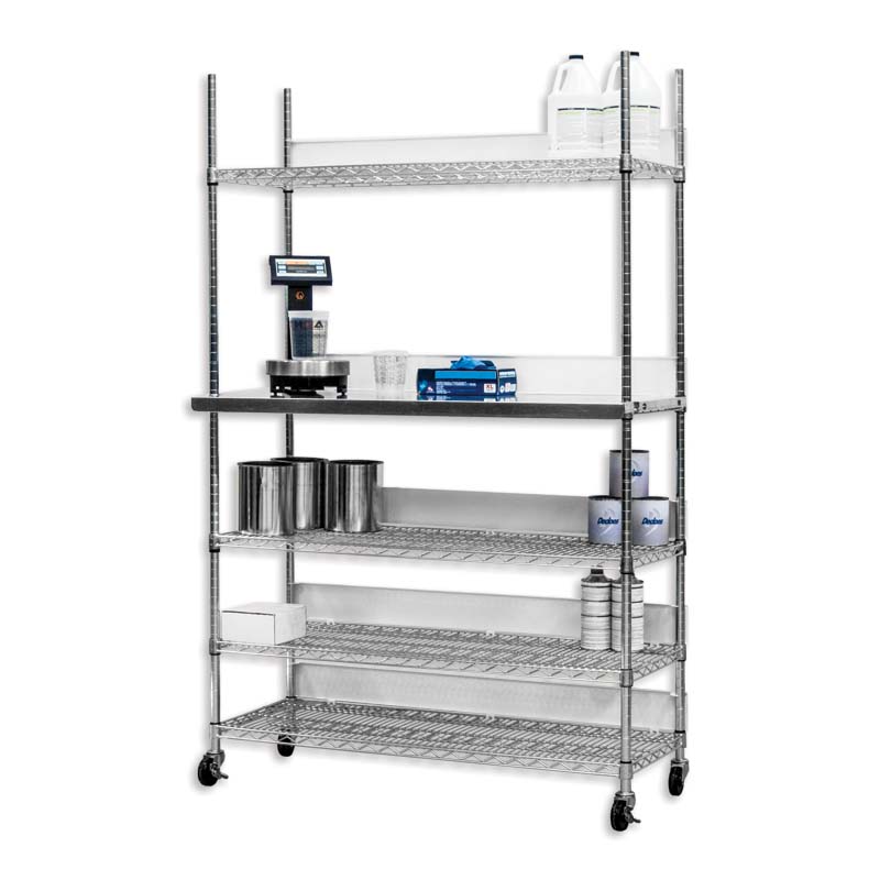 Dedoes Seville Storage Rack With Work Shelf Add On Assembly And Five Shelf Back Stops - Total Finishing Supplies