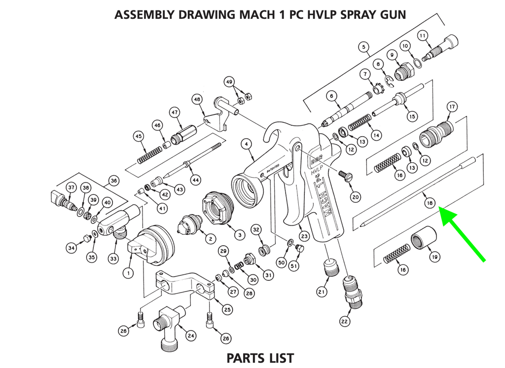 Binks Mach 1 94F Fluid Needle Assembly/Feathering Needle - Total Finishing Supplies