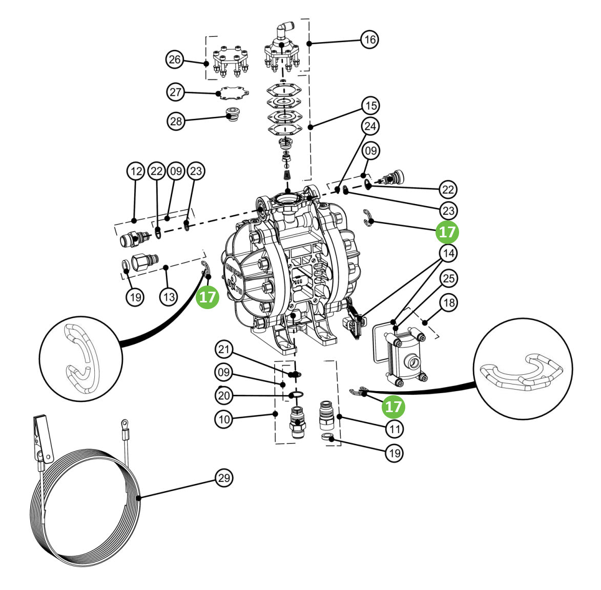 Binks DXK-17 Inlet & Outlet Clips