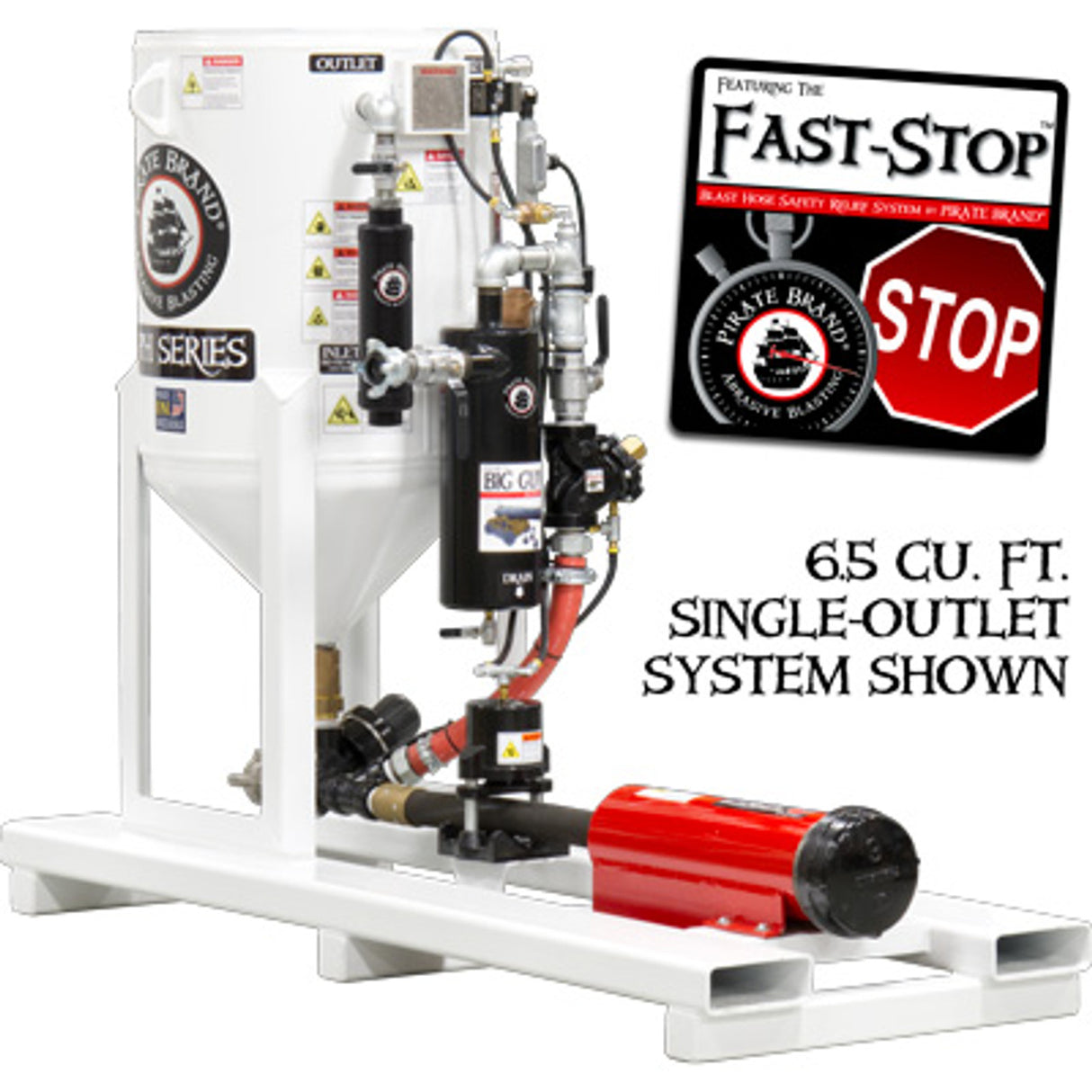 Pirate Brand, S-Series - 10 CU FT., SINGLE OUTLET, FAST-STOP™ - Blast Pot, Portable, Pressure HOLD System, 12VDC Electric Controls