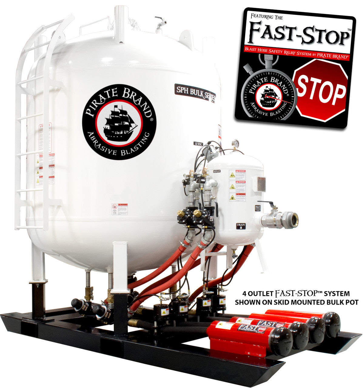 Pirate Brand -  Fast-Stop Blast Hose Safety Relief System, 1-1/2", for 12VDC Bulk and Small Abrasive Blasters (CUSTOMER INSTALL) (PER OUTLET)