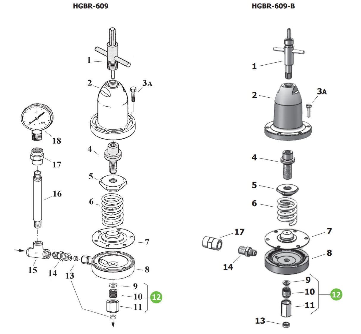 DeVilbiss HGBR-426 Repair Kit of Fluid Inlet F1/4" BSP