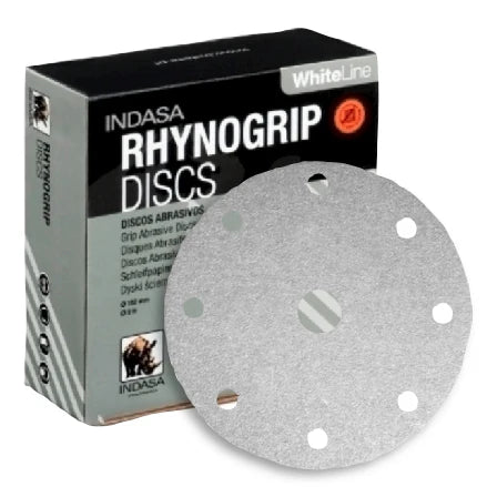 INDASA 6" Rhynogrip WhiteLine 9-Hole Vacuum Sanding Discs (fits Festool), 69 Series