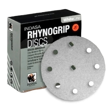 INDASA 5" Rhynogrip WhiteLine 9-Hole Vacuum Sanding Discs (fits Festool), 59 Series